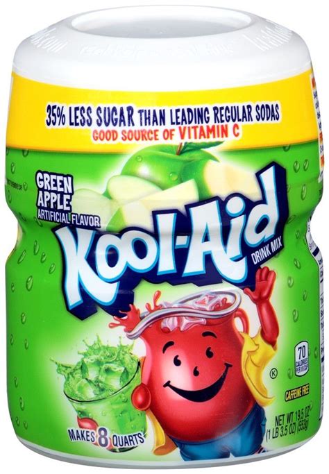 Kool Aid Green Apple Drink Mix 195 Oz Canister Fruity Mixed Drinks