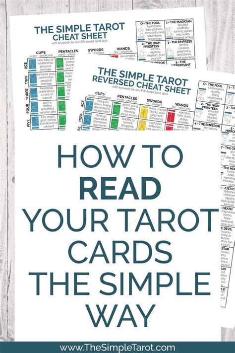 Free Tarot Cheat Sheet With Simple Tarot Card Meanings Tarot Card