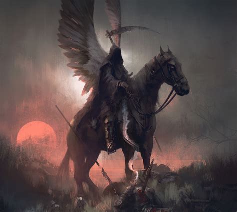 Digital Art Warrior Horse Sunset Wings Dark Fantasy Sword Joakim