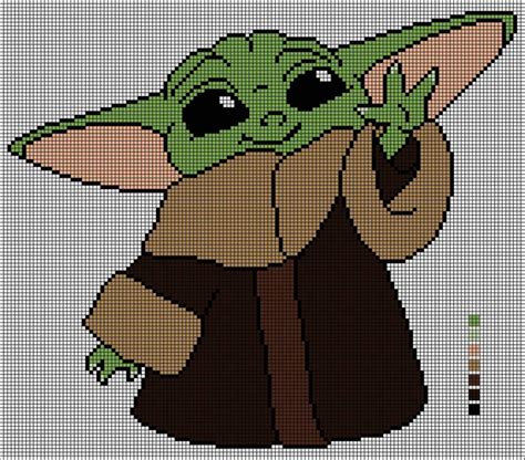 Baby Yoda Pixel Art Cross Stitch Pattern Baby Yoda The Mandalorian 2