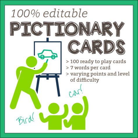 Pictionary Word Cards 100 Editable
