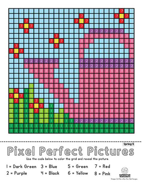 Toys Nature Coding Worksheets Summer Pixel Art Clover Flower Rainbow