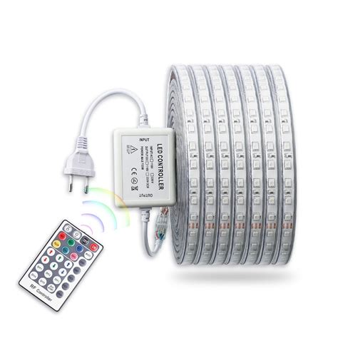 220v Rgb Led Strip Light With Remote Controller Waterproof Flexible