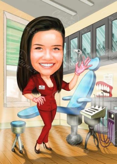 Order Female Dentist Caricature Custom Caricatures From Photos