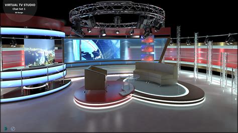 Virtual Tv Studio Chat Set 1 3d Model Cgtrader