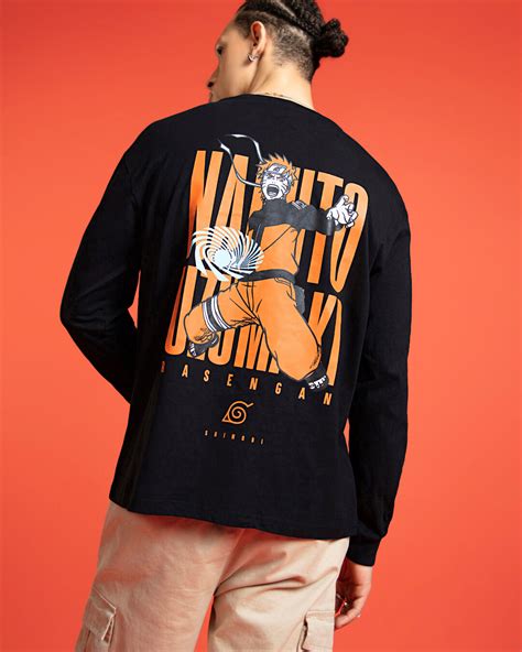 Buy Mens Black Uzumaki Naruto Graphic Printed Oversized T Shirt Online
