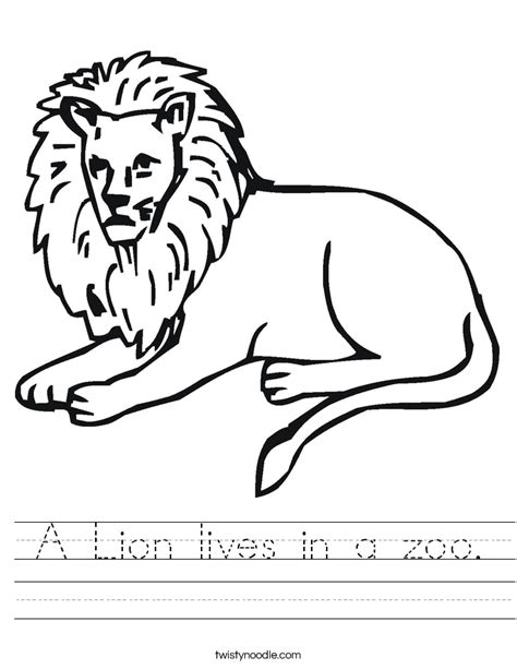 A Lion Lives In A Zoo Worksheet Twisty Noodle
