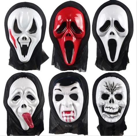 halloween mask plastic masquerade latex party dress skull ghost scary scream mask face hood in
