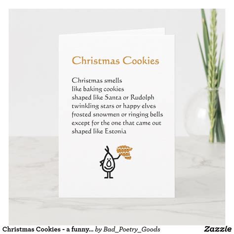 Christmas Cookies A Funny Christmas Poem Holiday Card Zazzle