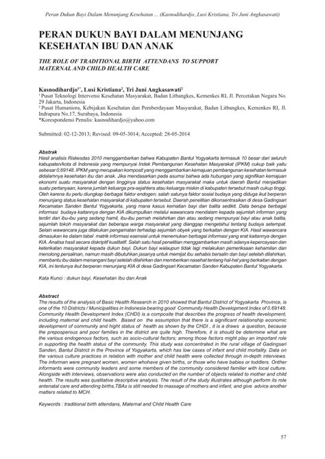 Saat persalinan dimulai, peran ibu adalah melahirkan bayinya. (PDF) PERAN DUKUN BAYI DALAM MENUNJANG KESEHATAN IBU DAN ANAK