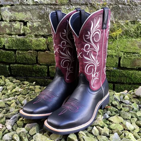 Twisted X Women S Black Maroon Top Hand Wide Square Toe Cowgirl Boots WTH Boots Western