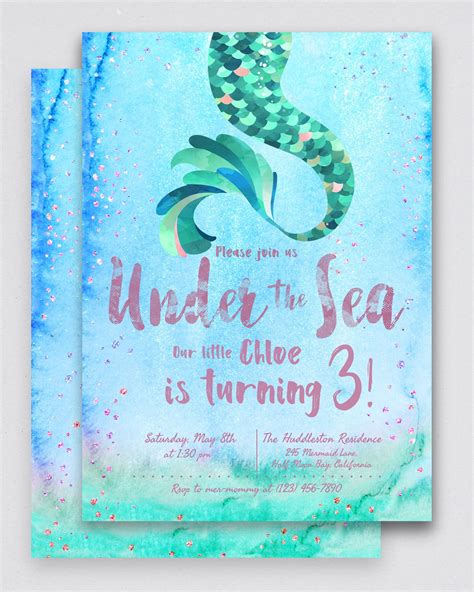 Free Printable Mermaid Birthday Invitations