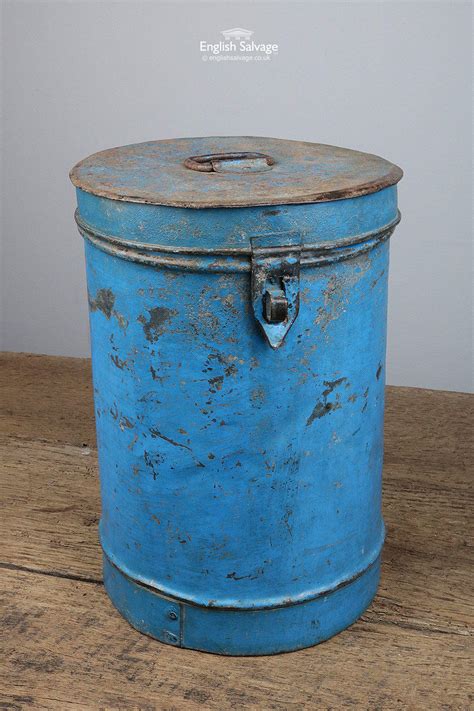 Distressed Small Blue Metal Container