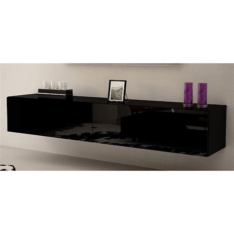 Berno Black Wall Mounted Floating Modern 71 Tv Stand At Futonland