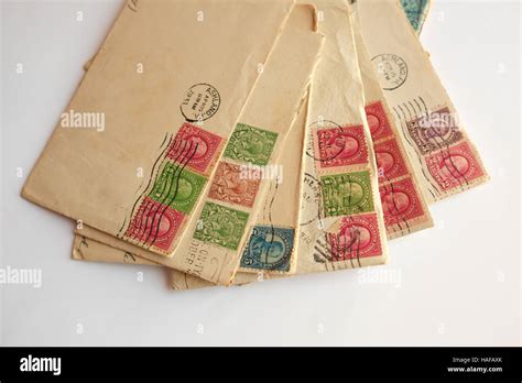 Pile Of Old Letters Envelopes Post Stamps Stock Photo Alamy