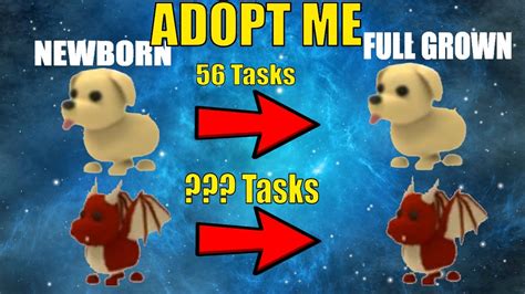 The Amount Of Tasks It Takes To Get To Full Grown Roblox Adopt Me