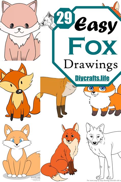 29 Easy Fox Drawing Ideas For Kids Diy Crafts