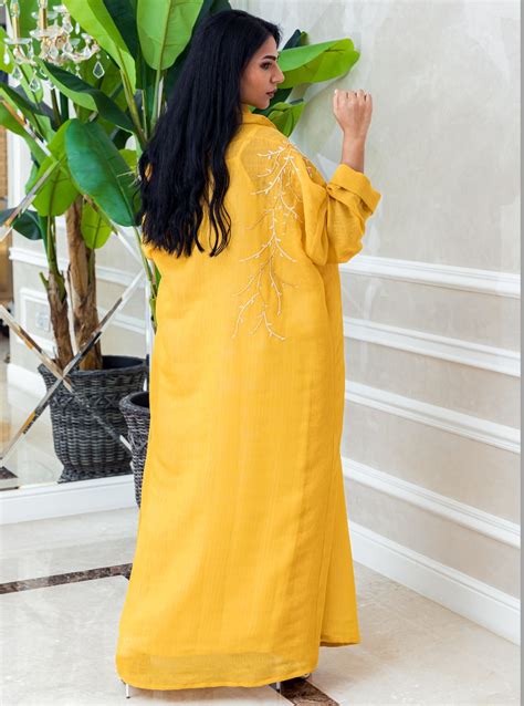 Gold Bisht Set Modern And Bright Golden Yellow Bisht Abaya And Cami Dress