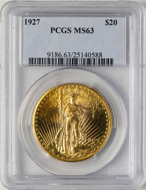 1927 20 St Gaudens Double Eagle Gold Coin Pcgs Ms63