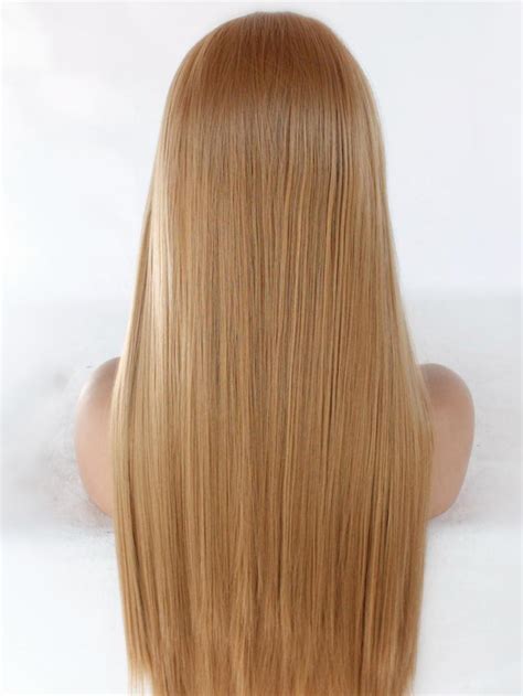 27 Strawberry Blonde Long Straight Lace Front Wig Synthetic Wigs
