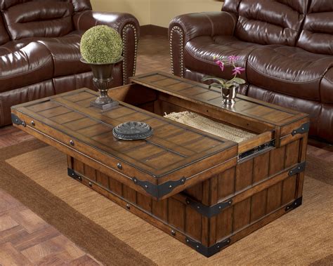 A large coffee table wrapped in burgundy faux leather makes quite the statement in this colorful living space. 15 The Best Large Solid Wood Coffee Tables