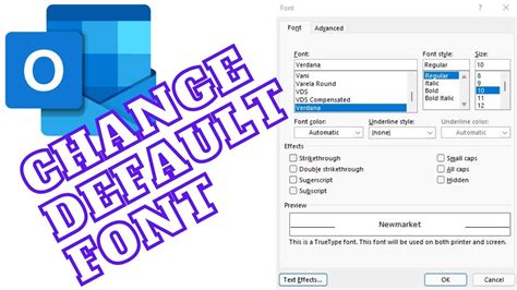 How To Change The Default Font In Outlook Youtube