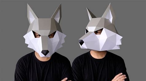 Diy Wolf Low Poly Mask Diy Paper Craft Mask Wolf Pdf Template For