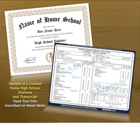 Personalized Custom Home School Diploma And Transcript High School