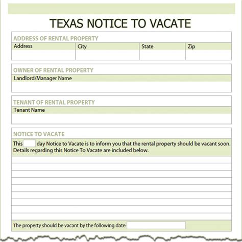 Under texas law, a landlord is required to give you a written notice to vacate before filing an eviction lawsuit. Texas Notice to Vacate