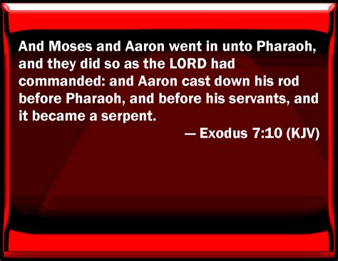 exodus 7 10 and moses and aaron went in to pharaoh and they did so as the lord had commanded