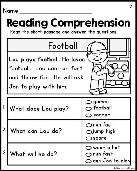 Free English Comprehension Worksheets Grade 1