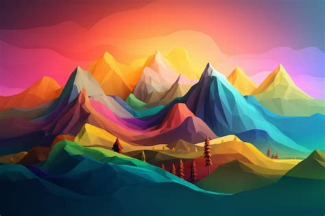 Premium Photo A Colorful Mountain Landscape With A Colorful Background