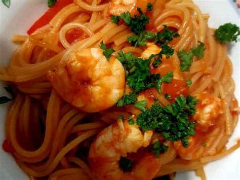 Spaghettis aux crevettes et à lail au Thermomix Cookomix
