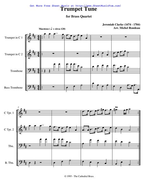Traditional british & irish music for trumpet. Free sheet music for Trumpet Tune (Clarke, Jeremiah) by Jeremiah Clarke