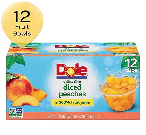 Dole Fruit Bowls Yellow Cling Diced Peaches In 100 Fruit Juice 4