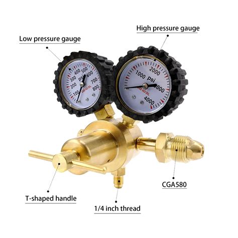 buy nitrogen regulator with 60 hose for hvac purge 0 800 psi output pressure cga580 inlet