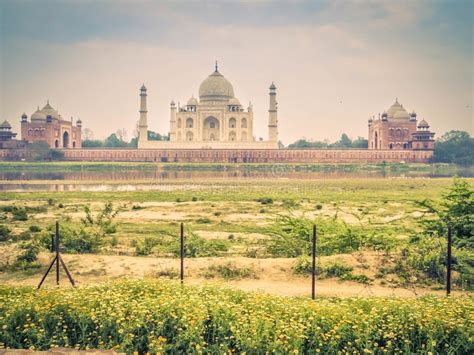 Taj Mahal View From Yamuna River Agra India Stock Image Image Of