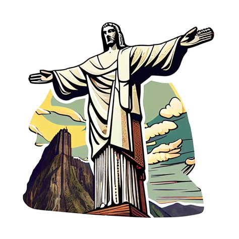 A Est Tua Do Cristo Redentor No Rio De Janeiro Brasil Adesivo De Desenho Animado Brazil Art