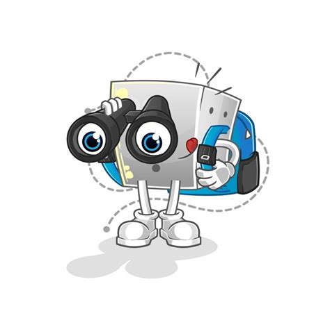 Premium Vector Dice With Binoculars Character Cartoon Mascot Vector