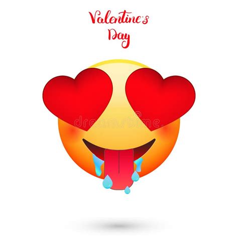 Valentines Day Emoticon Emoji With Hearts Eyes Stock Vector