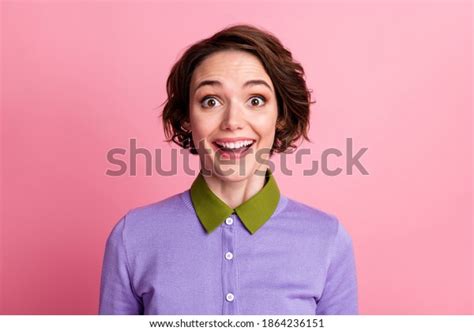 Portrait Astonished Girl Scream Wow Omg Stock Photo 1864236151