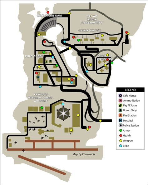 Grand Theft Auto Liberty City Stories Item Map Shoreside Vale Map