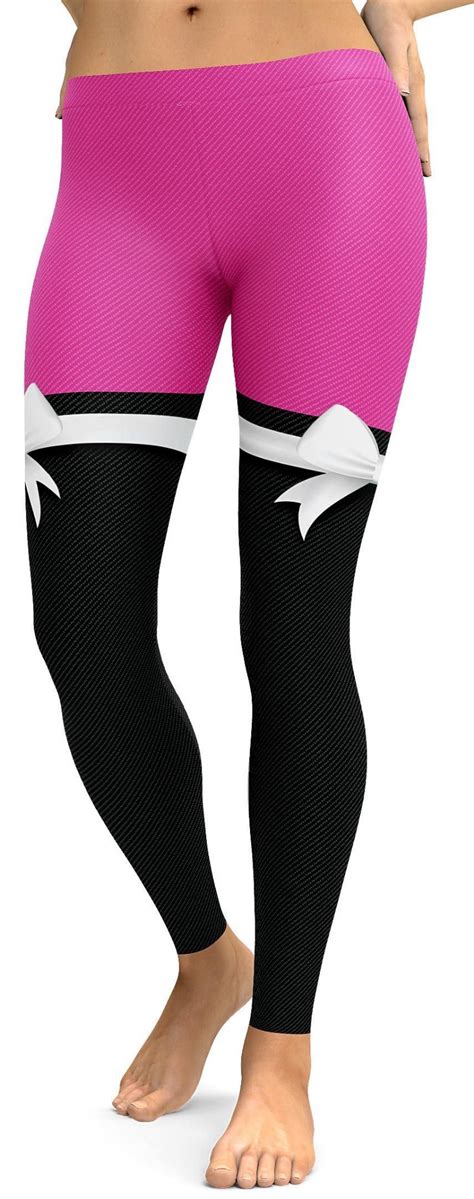 Pink To Black Thigh High Bow Leggings