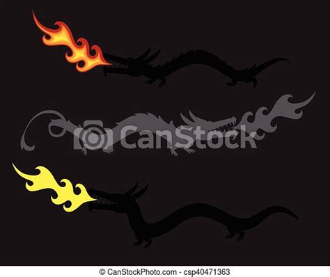 Dragons Spitting Fire Vector Illustration