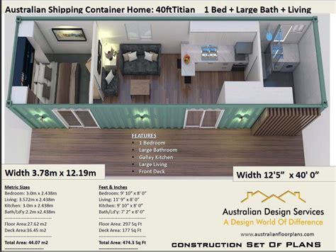40x8 Shipping Container Home Plan Architectural Etsy Casas