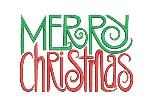 Merry Christmas Word Art Embroidery File Decorative Holiday Season T