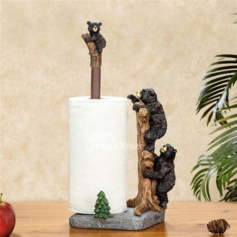 Unique Creative Free Standing Black Bear Toilet Paper Towel Holder