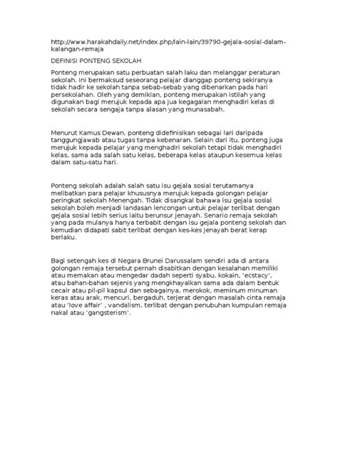 Malay, a term to describe a person's deliberate absence from an event, truancy by skipping ponteng is a malay word to describe skipping an event, especially used for truancy in which the malay phrase ponteng sekolah means skipping school. PONTENG SEKOLAH