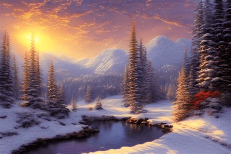 Beautiful Snowy Mountain Sunset Background · Creative Fabrica