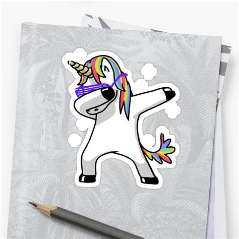 Dabbing Unicorn Shirt Dab Hip Hop Funny Magic Sticker By Vomaria